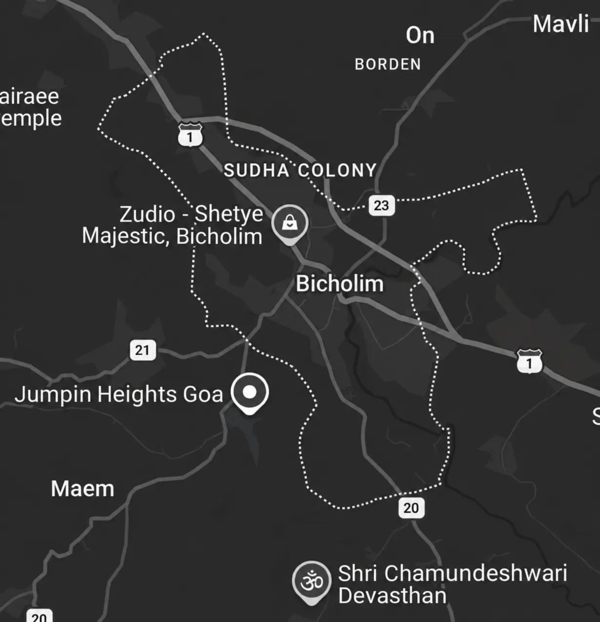 One Goa — The Crescendo location map, Bicholim, Goa